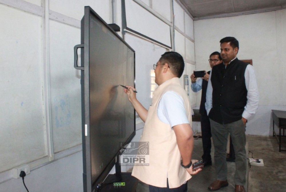 NLA Speaker Longkumer formally inaugurates the Teaching Aids/ IT equipment at Fazl Ali College in Mokokchung on July 8. (DIPR Photo)